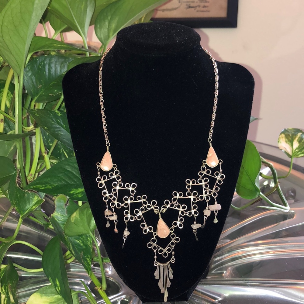 Vintage Blush Pink & Silver Necklace